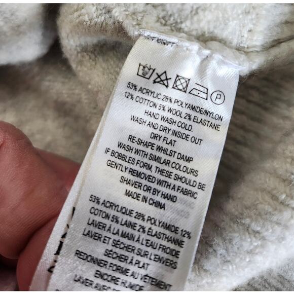 French Connection Sweater Medium Cream Long Sleeve Ruffle Wool Blend - Picture 8 of 8